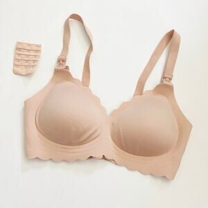 Momcozy Jelly Strip Seamless Nursing Bra Beige Medium Extendable